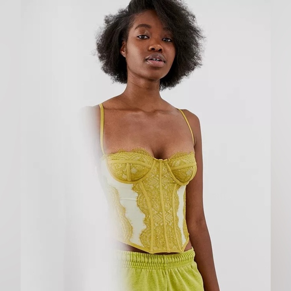 Urban Outfitters Out From Under Modern Love Corset, Green, Size M